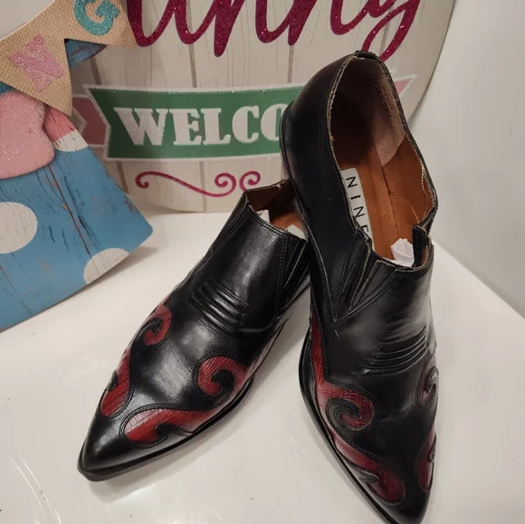 Vintage EUC 80'S NINE WEST Aviva Leather Cowgirl Slip On Ankle Booties, 🖤, 7.5 - Picture 7 of 16